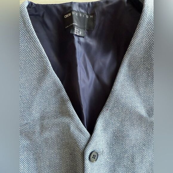 ASOS DESIGN Skinny Suit Vest with Wool  Blue Chest 42 Regular NWT IN PACKAGE - Picture 8 of 10
